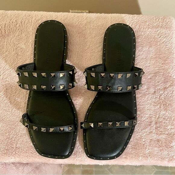 Sincerely Jules Black Studded Slide Sandals sz 9 - Picture 1 of 7